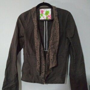 Free People Peplum Jacket with Lace Lapels - 12